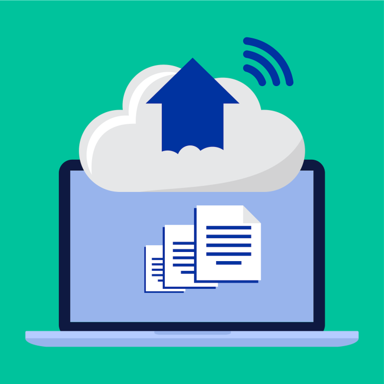 Dokumenter og data, der uploades til skyen fra en b&aelig;rbar computer